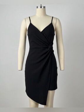 Lulu’s Ready For The Night Twist Front Asymmetrical Mini Dress Size XL Black